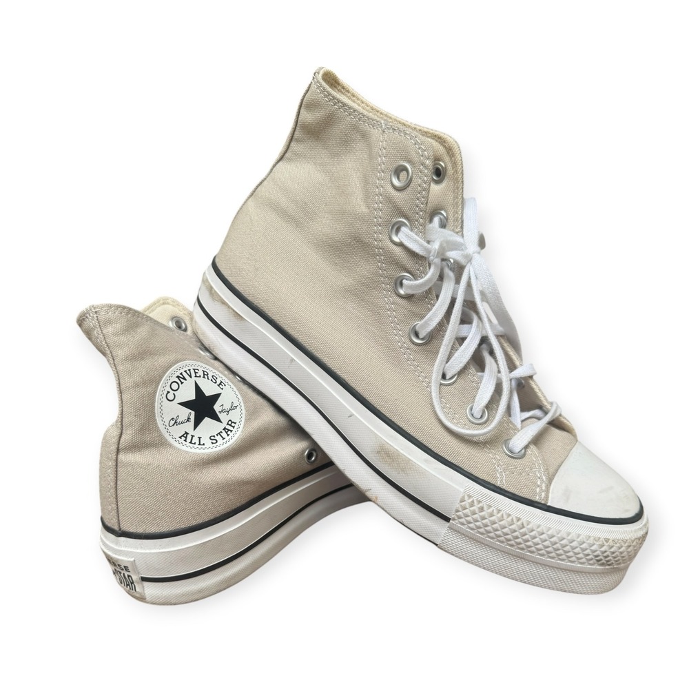 Converse Chuck Taylor All Star Lift High Top Beige Platform Womens 8 A02432F